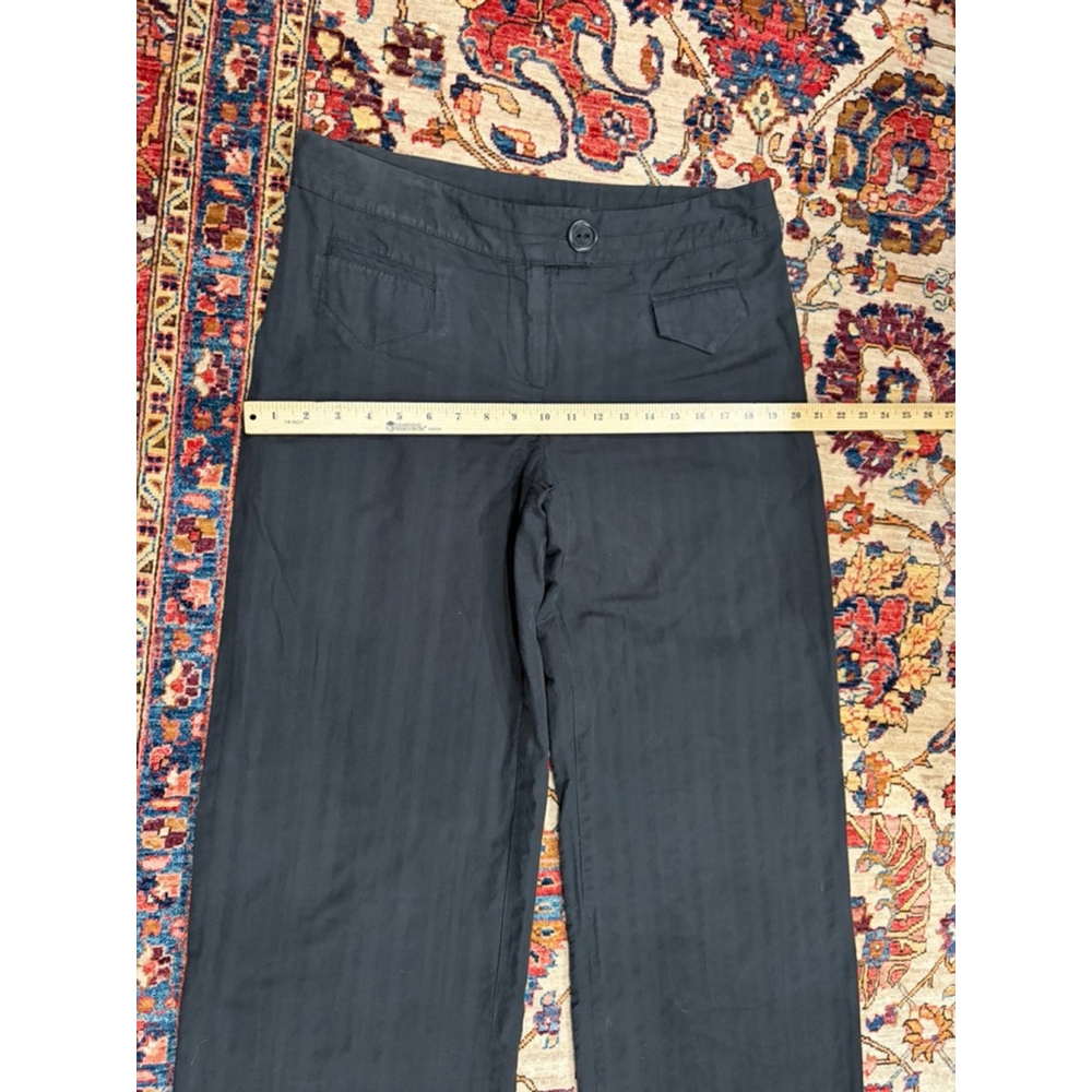 Cotélac Women’s Size 4 Black Pinstripe Wide Leg Cropped Pants Textured Cotton - Picture 3 of 10